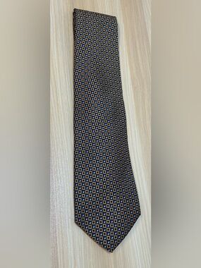 Robert Talbott Anderson Morton Navy and Gold Micro-Pattern Silk Tie
